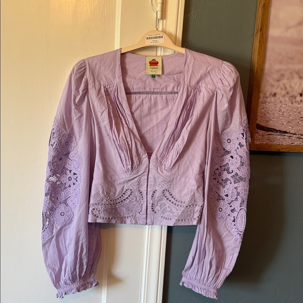 FARM Rio Lavender Embroidered Blouse